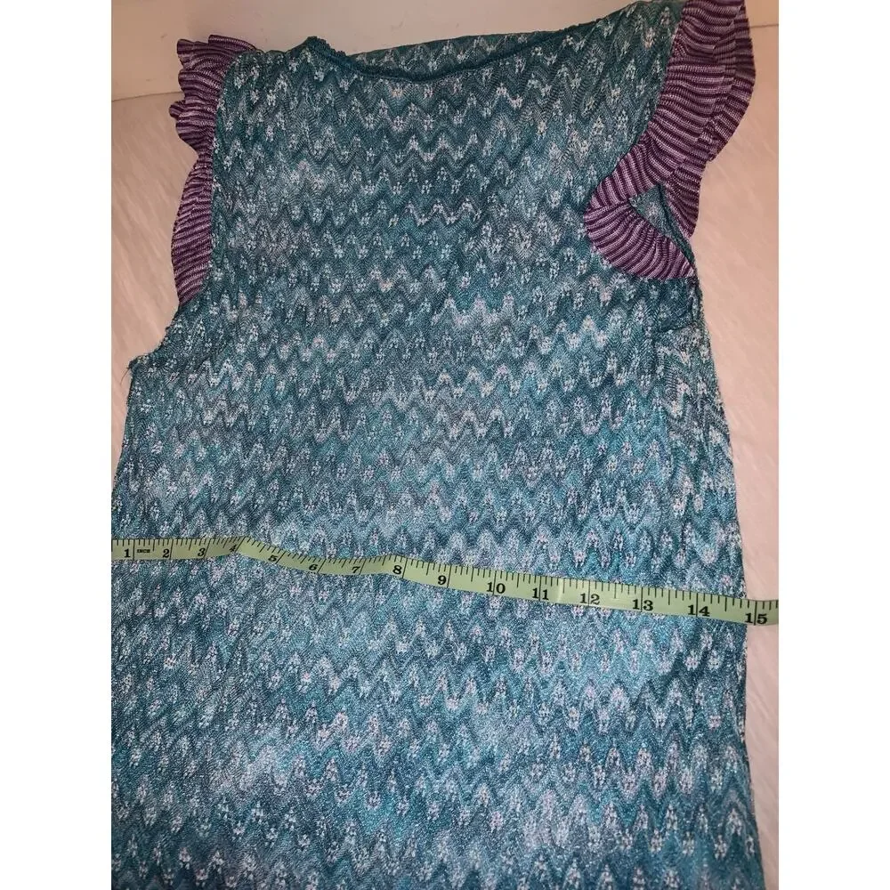 MISSONI MARE BLUE AND PURPLE CROCHET KNIT MIDI DRESS SIZE IT 44 US MEDIUM